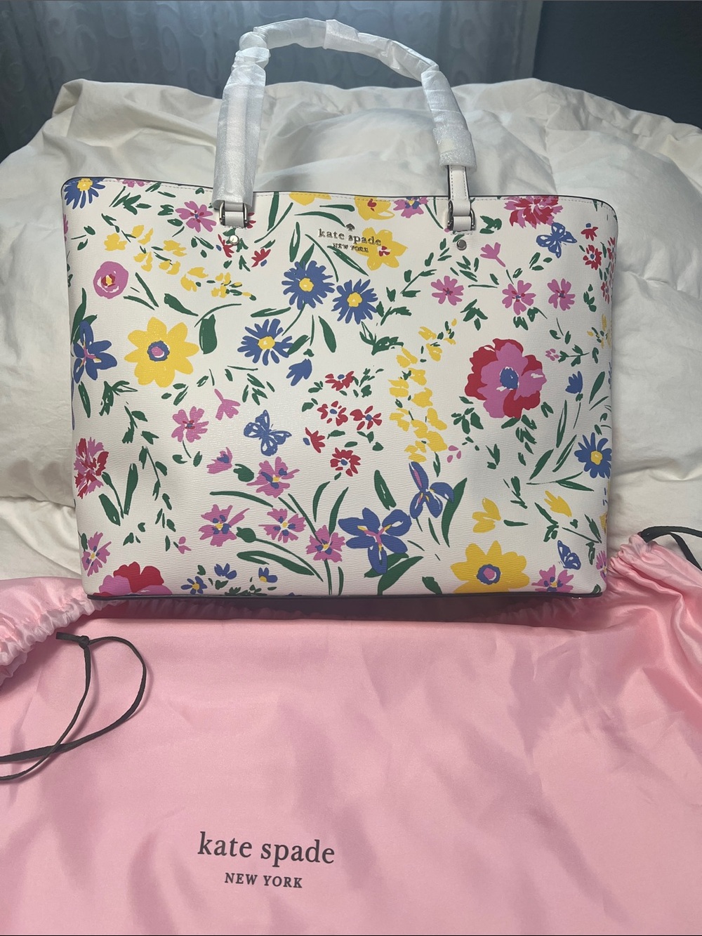kate spade White Multicolor Floral Tote